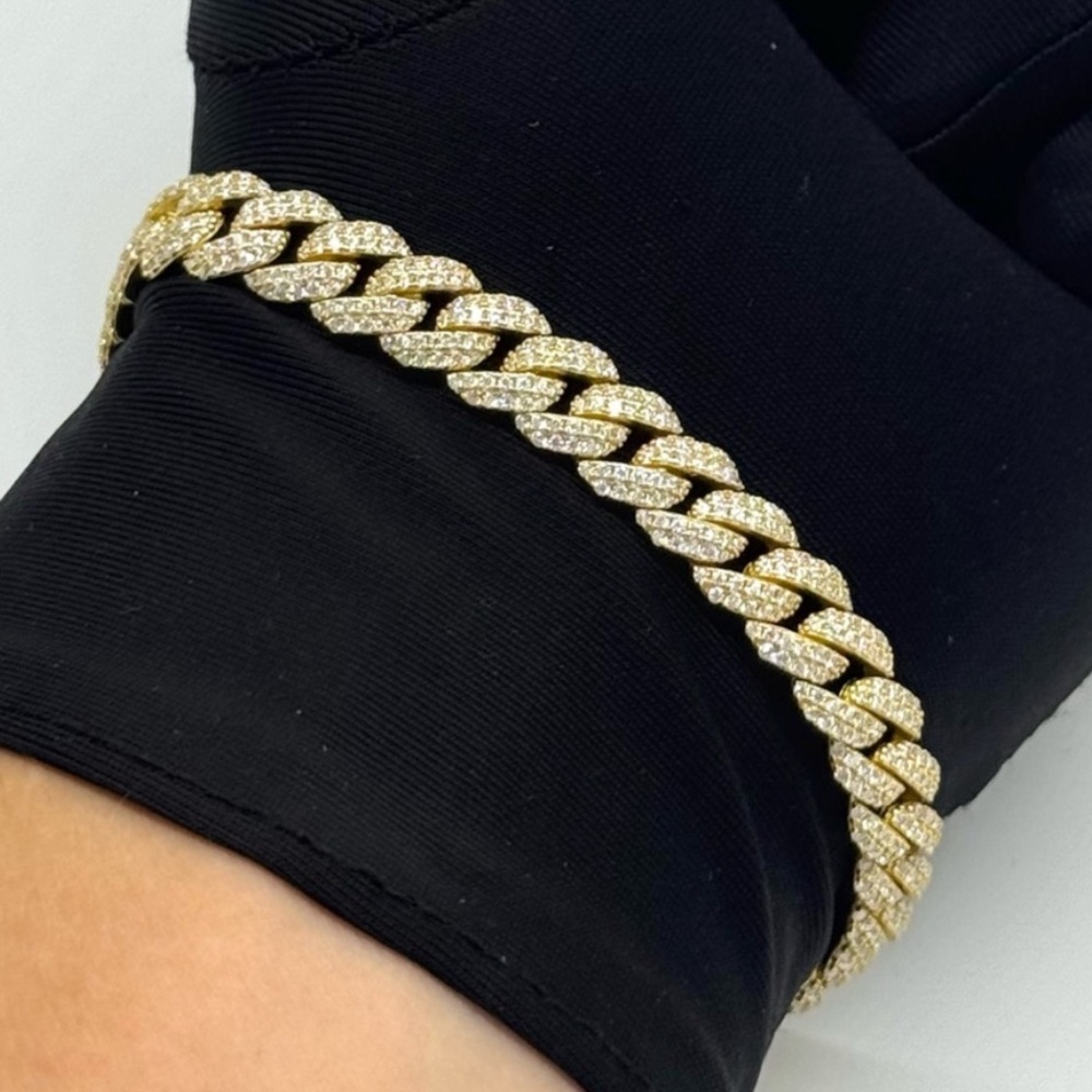 18K Gold Plated, 4.8CTW Moissanite Arc Miami Cuban Bracelet